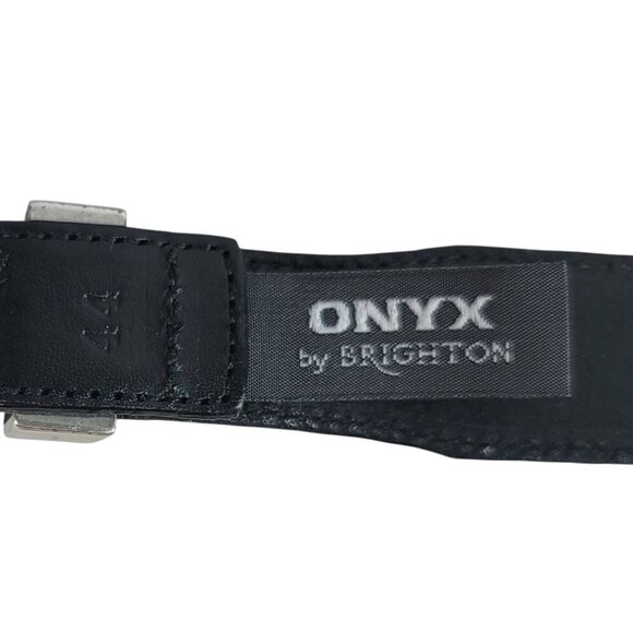 Brighton Onyx Concho Leather Belt Black SZ 44 Braided Golf Medallions VTG X5603 - Picture 6 of 9